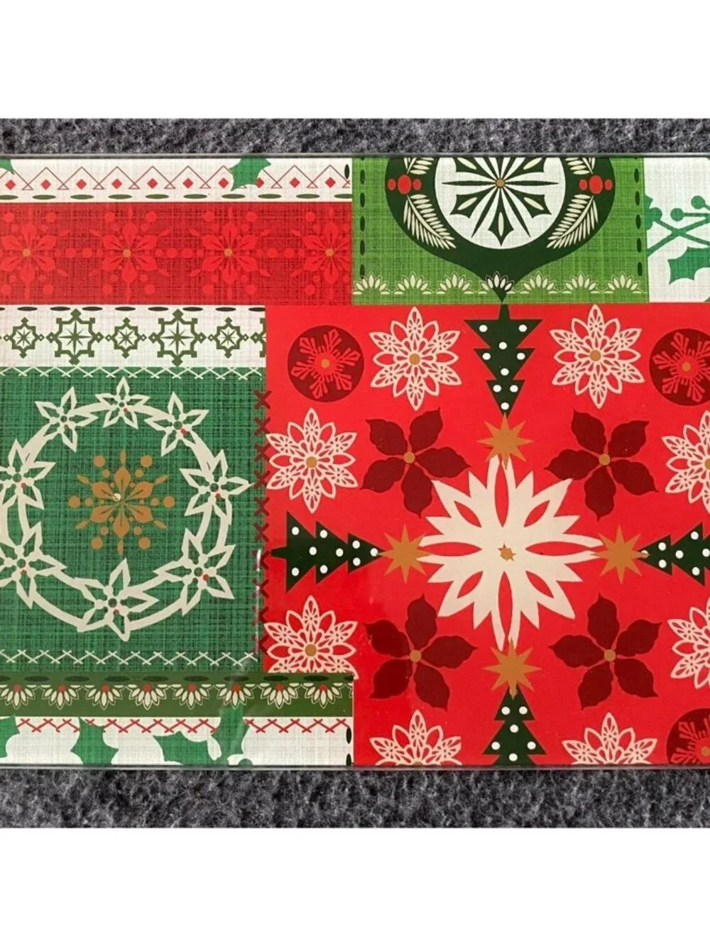 Christmas Tree Shop Holiday Tempered Glass Cutting Board  12 x8